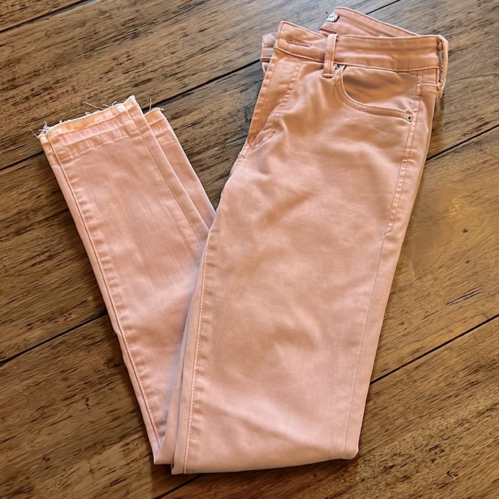 Dear John Light Peach Gisele High Waisted Skin Jeans.  Size 26